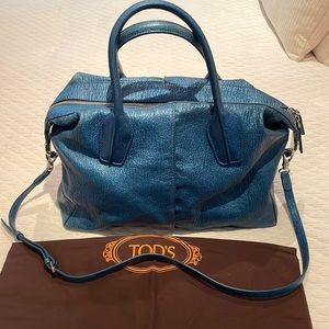 Tod’s D Bag. Leather.Electric Blue. 13w x 9 1/2 h.